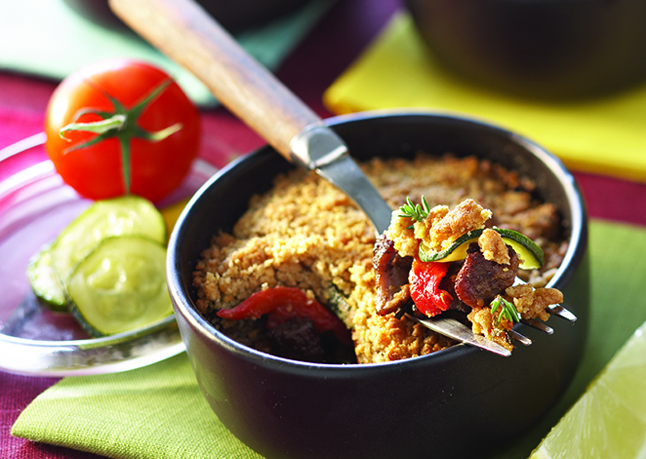 Crumble d’agneau aux tomates confites